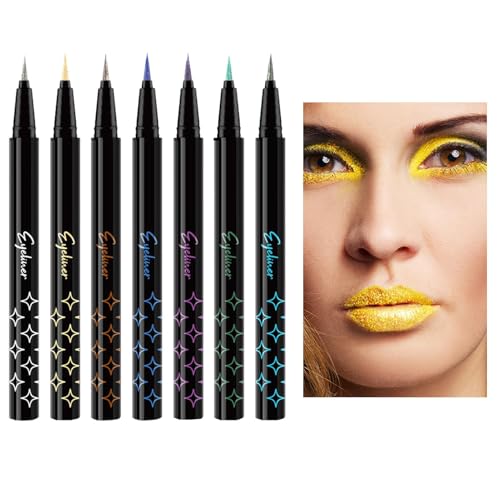 Zubehors Glitzernder flüssiger Eyeliner, Glitzer-Eyeliner-Stifte-Set | Eyeliner-Stift, Glitzer-Perlen-Eyeliner-Set,7 stücke Glitter Wasserdicht Augen Farbe Lidschatten Bleistift Perle Eye Liner Kit von Zubehors