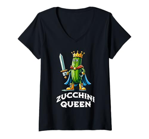 Damen Zucchini Queen Lustiges Zitat Zucchini Liebhaber Vegan Gemüse T-Shirt mit V-Ausschnitt Damen Zucchini Queen Lustiges Zitat Zucchini Liebhaber Vegan Gemüse T-Shirt mit V-Ausschnitt von Zucchini Queen Funny Saying