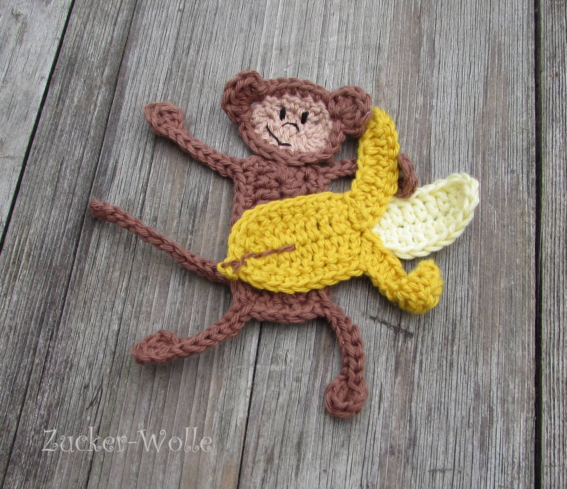 Applikation Affe Äffchen Mit Banane Im Set von ZuckerWolle