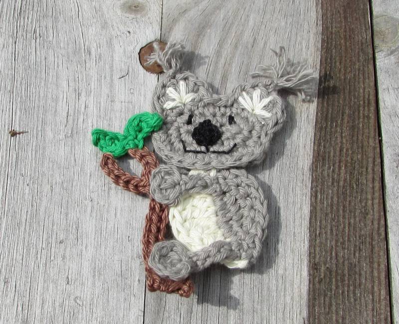 Applikation Koala Häkelapplikation Koalabärchen Zum Aufnähen von ZuckerWolle