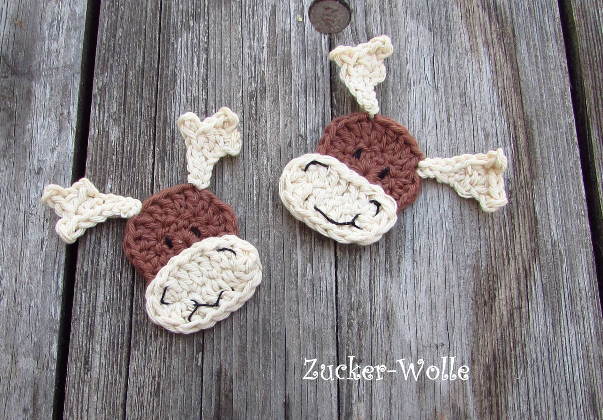 Elche 2 Witzige Elchköpfe Häkelapplikationen von ZuckerWolle