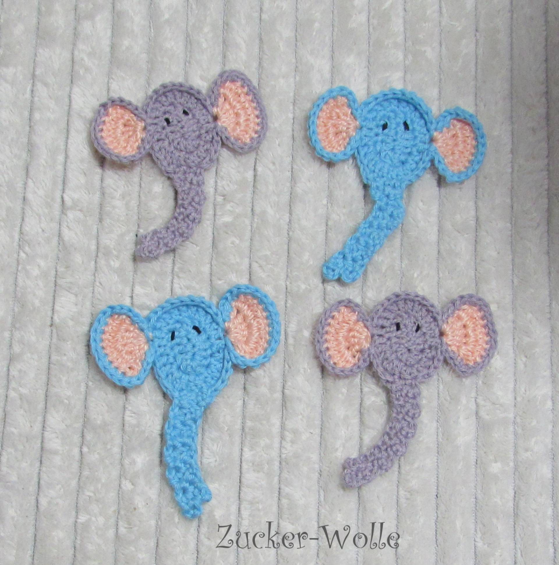 Elefant Häkelapplikation von ZuckerWolle