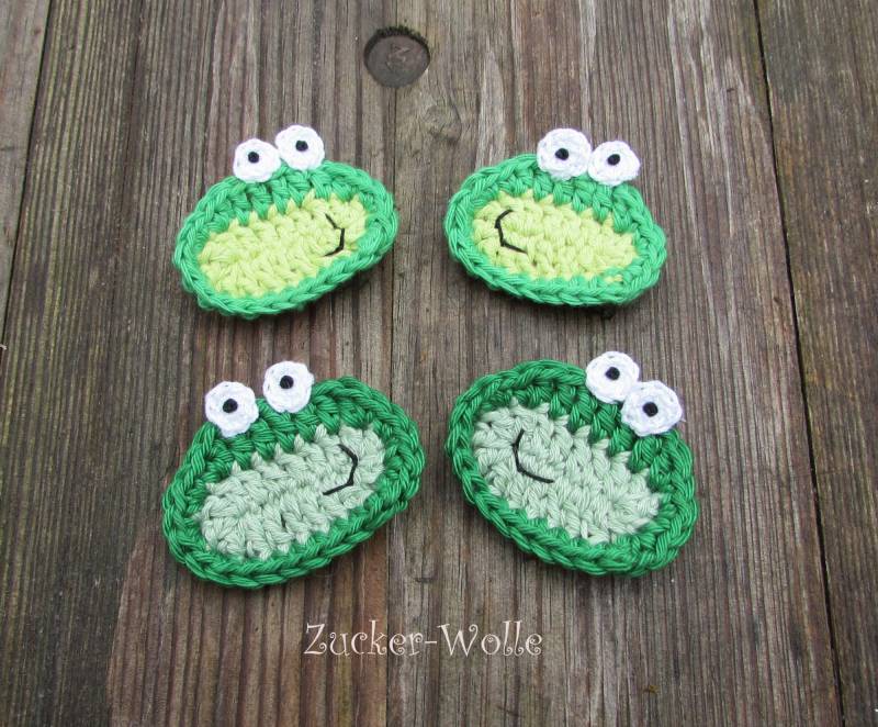 Frösche 2 Witzige Frosch Häkelapplikationen von ZuckerWolle