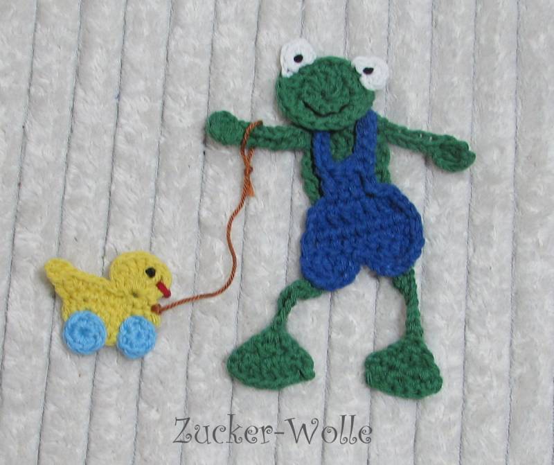 Frosch - Junge Mit Entchen Häkelapplikation von ZuckerWolle