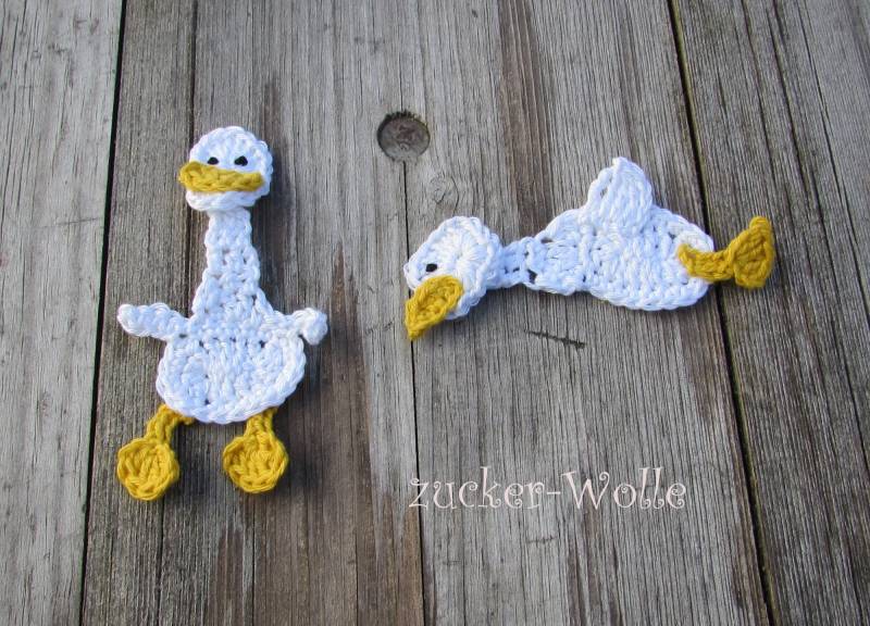 Gänse Enten Häkelapplikation von ZuckerWolle