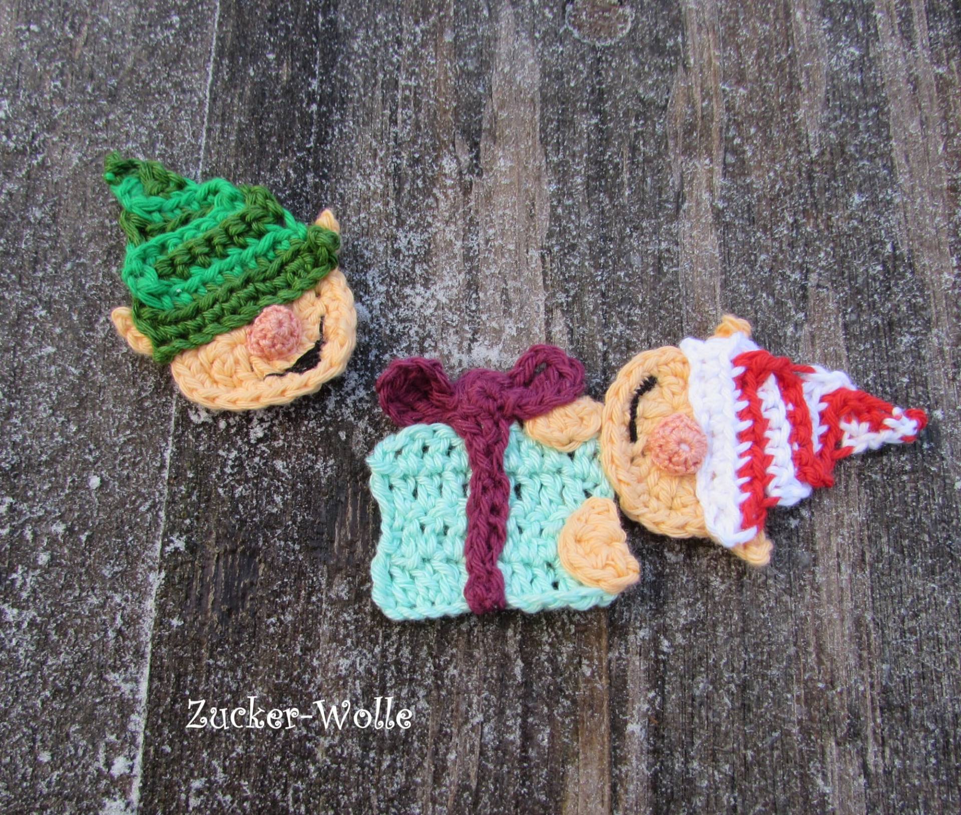 Gnome Wichtel Häkelapplikationen von ZuckerWolle