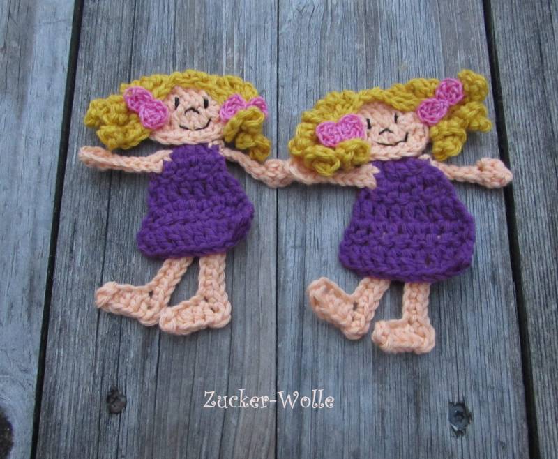 Häkelapplikation Mädchen Aufnäher Gehäkelt von ZuckerWolle