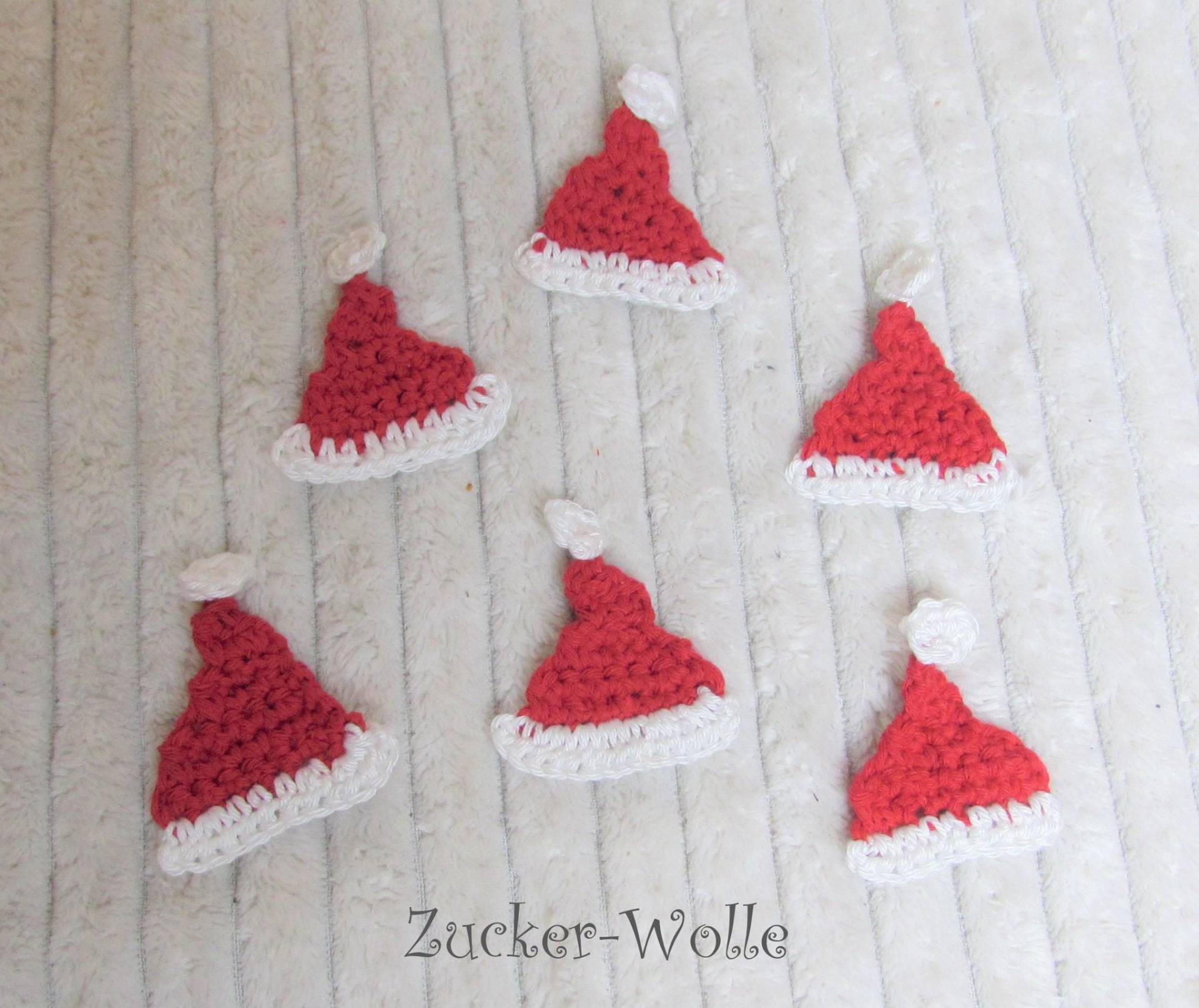 Häkelapplikationen Weihnachtsmann Mütze von ZuckerWolle