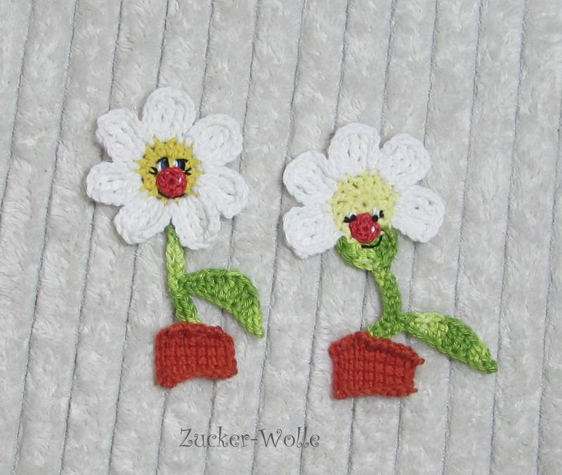 Häkelblumen Blumentöpfe 2 Stück von ZuckerWolle