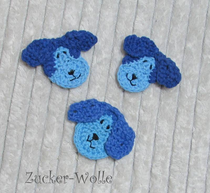 Hund Häkelapplikation Hündchen von ZuckerWolle