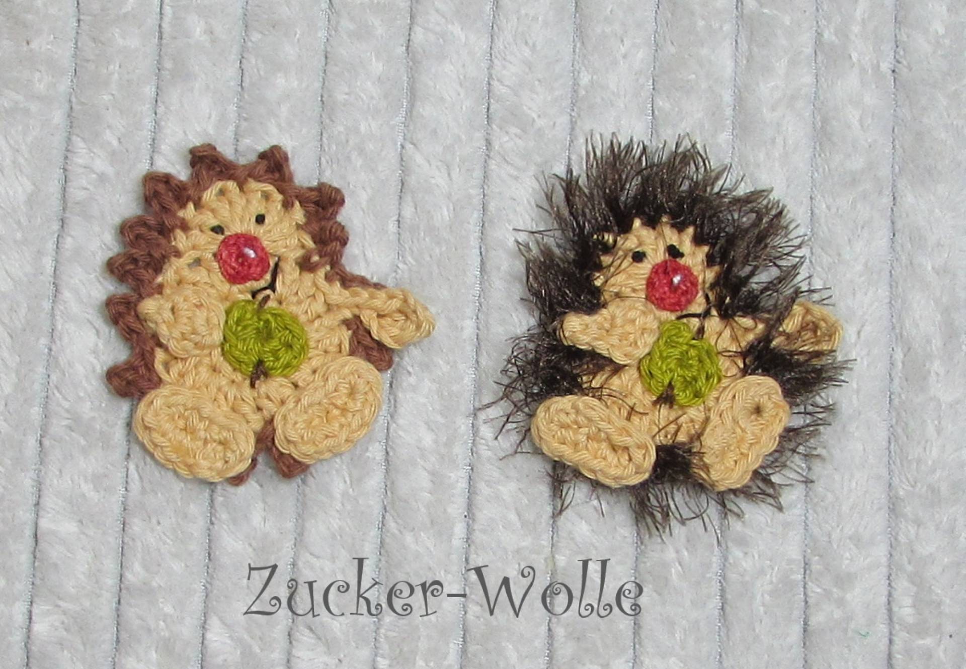 Igel Aufnäher Applikation Igelchen Häkelapplikation von ZuckerWolle
