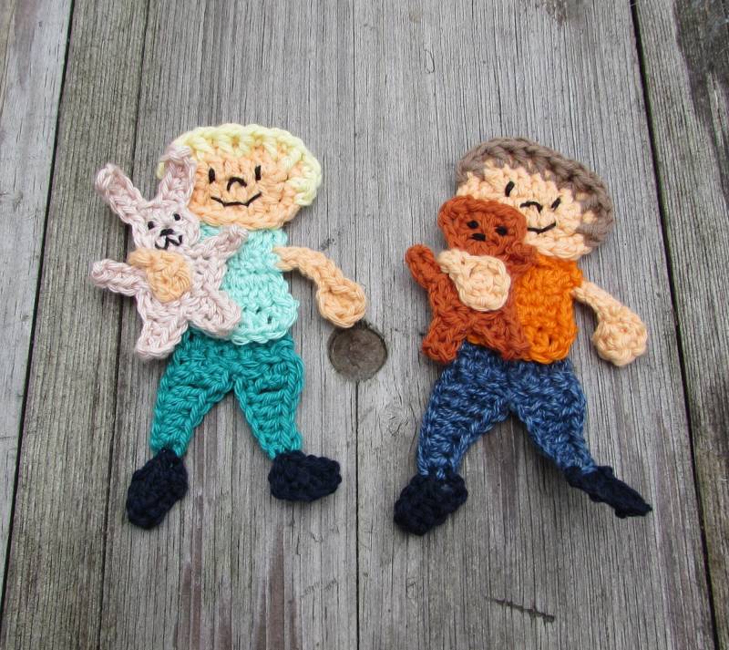 Junge Mit Teddybär Häkelapplikation Aufnäher von ZuckerWolle