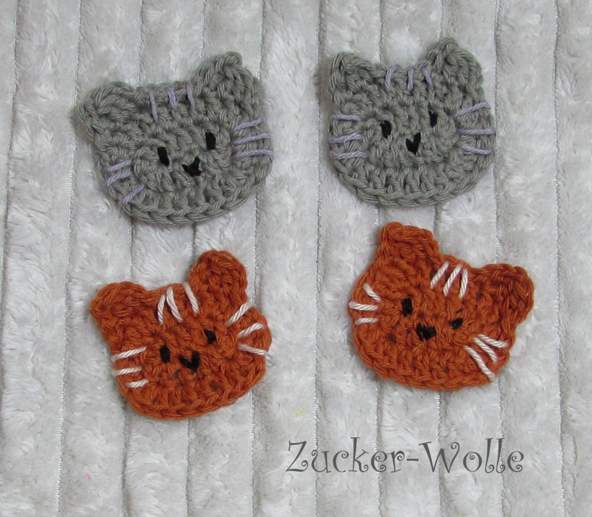 Katze Kätzchen Kater 2 Stück Häkelapplikationen von ZuckerWolle