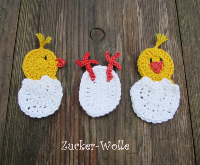 Küken Ostern Häkelapplikation von ZuckerWolle