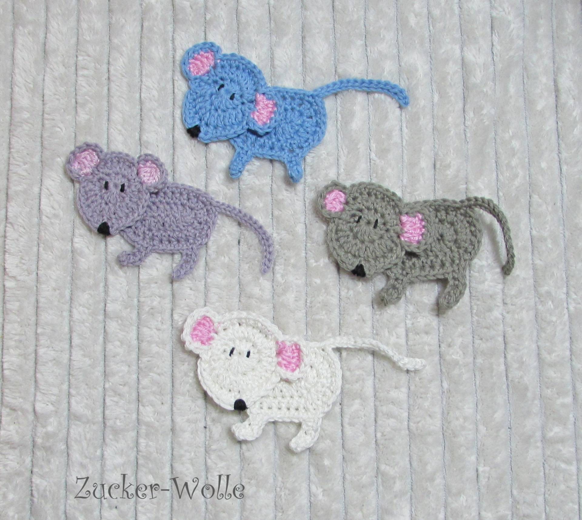 Maus Mäuschen Häkelapplikation von ZuckerWolle