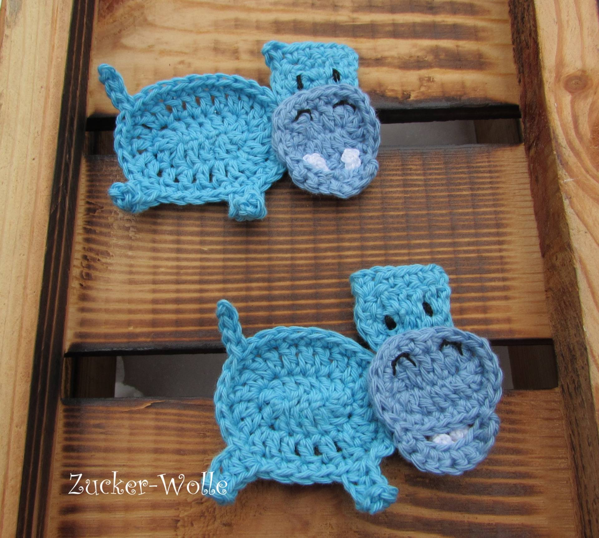 Nilpferd Häkelapplikation von ZuckerWolle