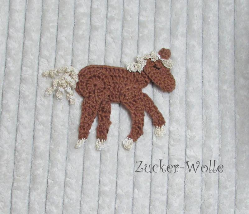 Pferd Xl Pferdchen Zum Aufnähen Niedliche Häkelapplikation Auf Schultüten Shirt Uvm von ZuckerWolle