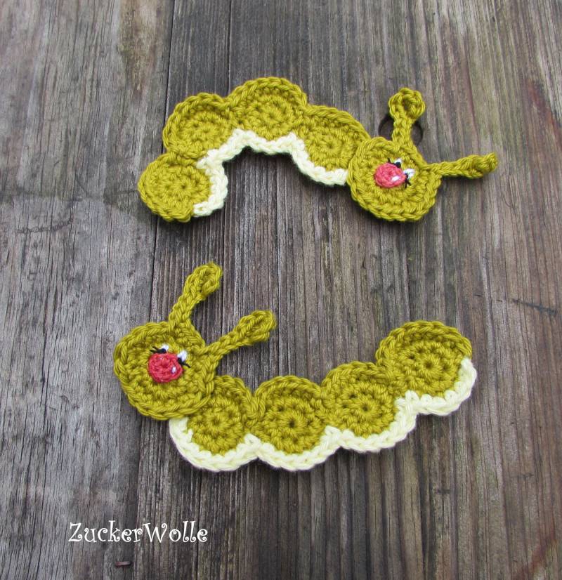 Raupe Würmchen Wurm Xlhäkelapplikation von ZuckerWolle