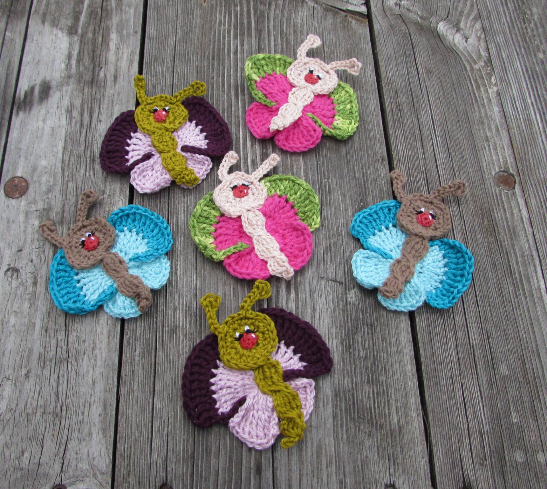 Schmetterling Häkelapplikation von ZuckerWolle