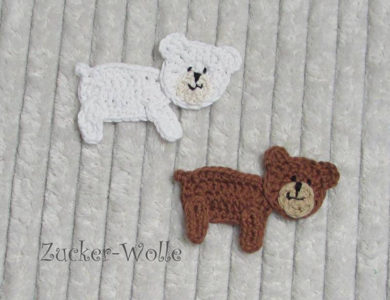 Teddy Bär Eisbär Häkelapplikation von ZuckerWolle