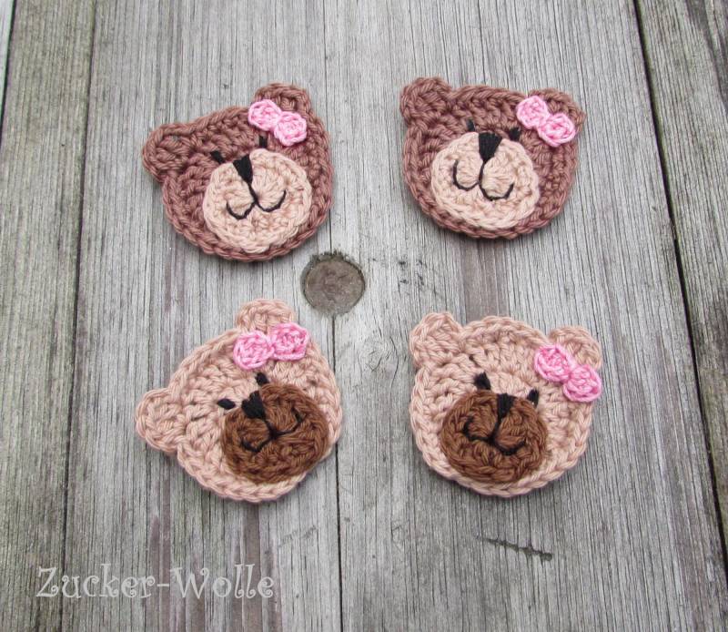 Teddy Bär Mädchen Häkelapplikation von ZuckerWolle