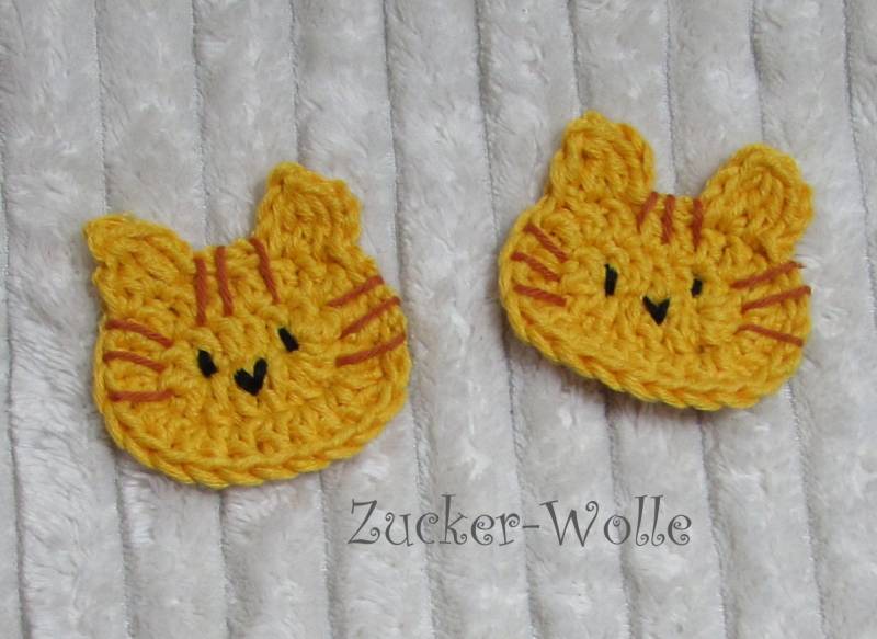 Tiger Katze 2 Stück Häkelapplikationen Tiger Katze 2 Stück Häkelapplikationen von ZuckerWolle