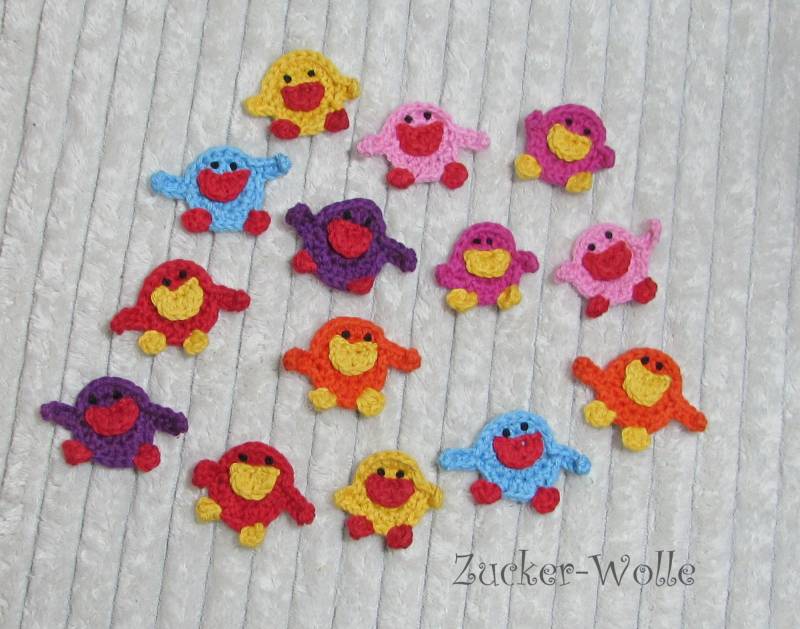 Vögel Mini Häkelapplikationen von ZuckerWolle