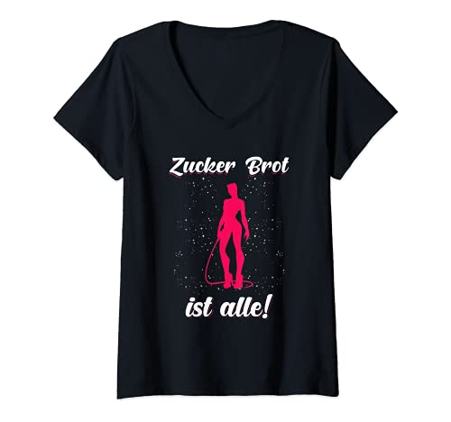 Damen Zuckerbrot ist alle - Zuckerbrot ist alle T-Shirt mit V-Ausschnitt Damen Zuckerbrot ist alle - Zuckerbrot ist alle T-Shirt mit V-Ausschnitt von Zuckerbrot Ist Alle