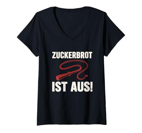 Damen Zuckerbrot Ist Aus Sensenmann Totenkopf Lustiges Spruchshirt T-Shirt mit V-Ausschnitt Damen Zuckerbrot Ist Aus Sensenmann Totenkopf Lustiges Spruchshirt T-Shirt mit V-Ausschnitt von Zuckerbrot Ist Aus Halloween Sensenmann Spruch