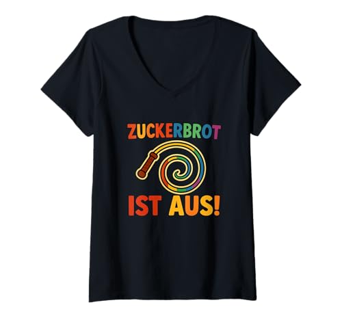 Damen Zuckerbrot Ist Aus Sensenmann Totenkopf Lustiges Spruchshirt T-Shirt mit V-Ausschnitt Damen Zuckerbrot Ist Aus Sensenmann Totenkopf Lustiges Spruchshirt T-Shirt mit V-Ausschnitt von Zuckerbrot Ist Aus Halloween Sensenmann Spruch