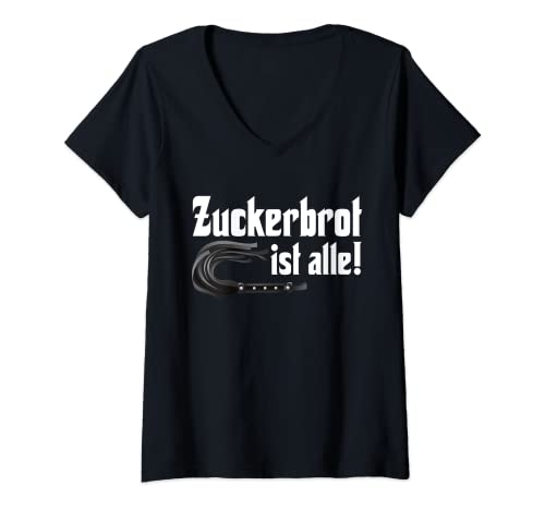 Damen Zuckerbrot Ist Alle | Zuckerbrot Ist Aus T-Shirt mit V-Ausschnitt von Zuckerbrot und Peitsche