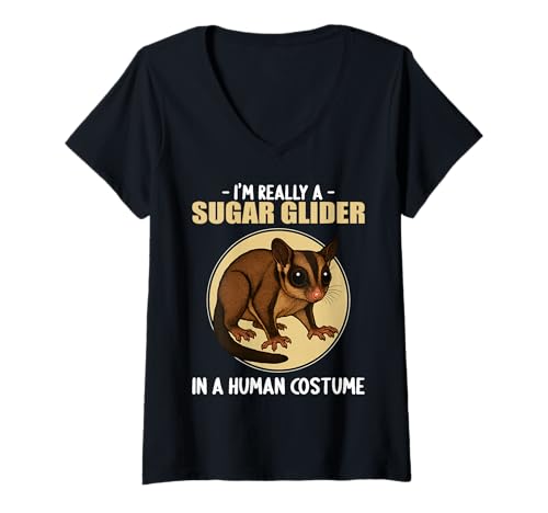 Damen Zuckergleiter T-Shirt mit V-Ausschnitt Damen Zuckergleiter T-Shirt mit V-Ausschnitt von Zuckergleiter Tier Shop