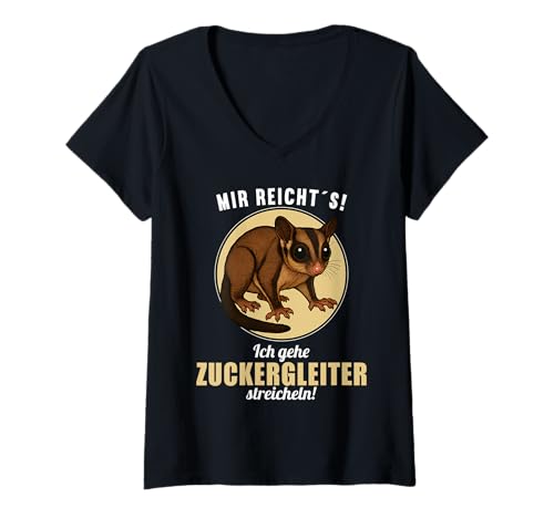 Damen Zuckergleiter T-Shirt mit V-Ausschnitt Damen Zuckergleiter T-Shirt mit V-Ausschnitt von Zuckergleiter Tier Shop