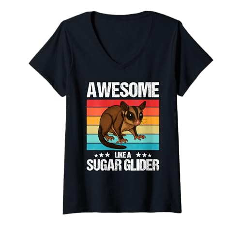 Damen Zuckergleiter T-Shirt mit V-Ausschnitt Damen Zuckergleiter T-Shirt mit V-Ausschnitt von Zuckergleiter Tier Shop