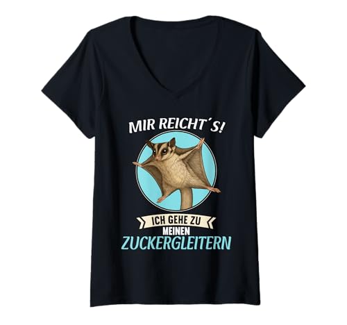 Damen Zuckergleiter T-Shirt mit V-Ausschnitt Damen Zuckergleiter T-Shirt mit V-Ausschnitt von Zuckergleiter Tier Shop