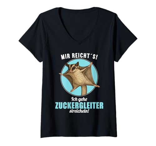 Damen Zuckergleiter T-Shirt mit V-Ausschnitt Damen Zuckergleiter T-Shirt mit V-Ausschnitt von Zuckergleiter Tier Shop
