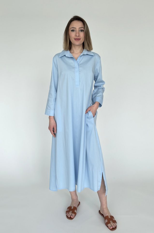 Zuckerwatte A-Linien-Kleid langes Hemdblusenkleid aus feiner Baumwolle mit Stretch von Zuckerwatte