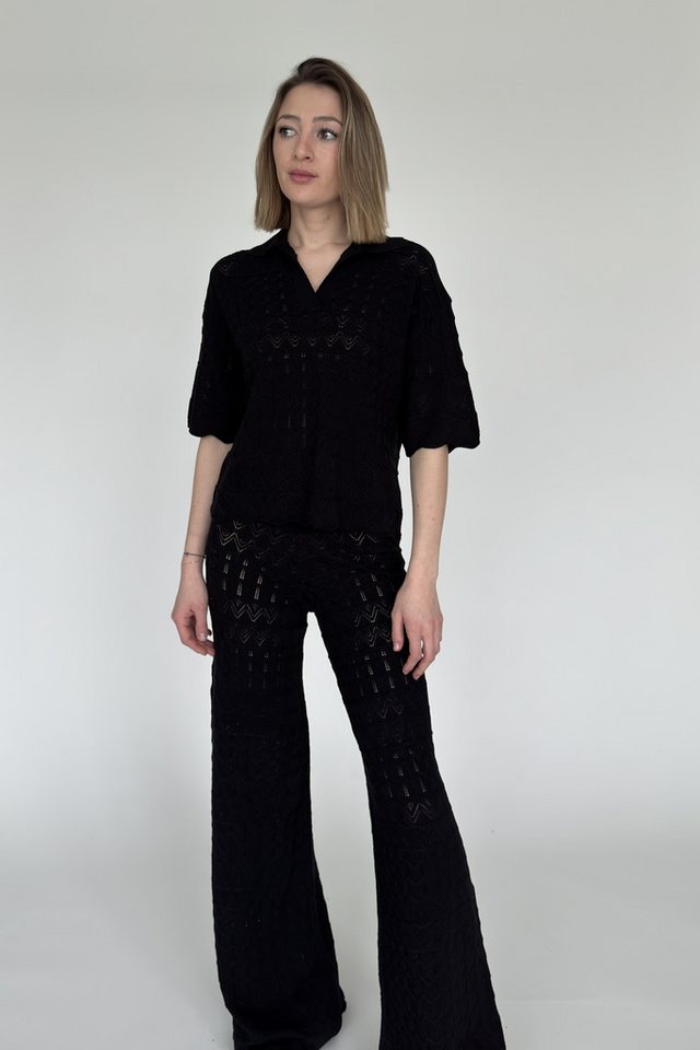 Zuckerwatte Ajourpullover mit Polokragen aus weicher Viskosemischung von Zuckerwatte