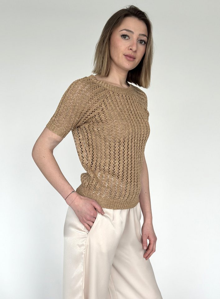 Zuckerwatte Ajourpullover modisch kurz aus 100% Baumwolle von Zuckerwatte