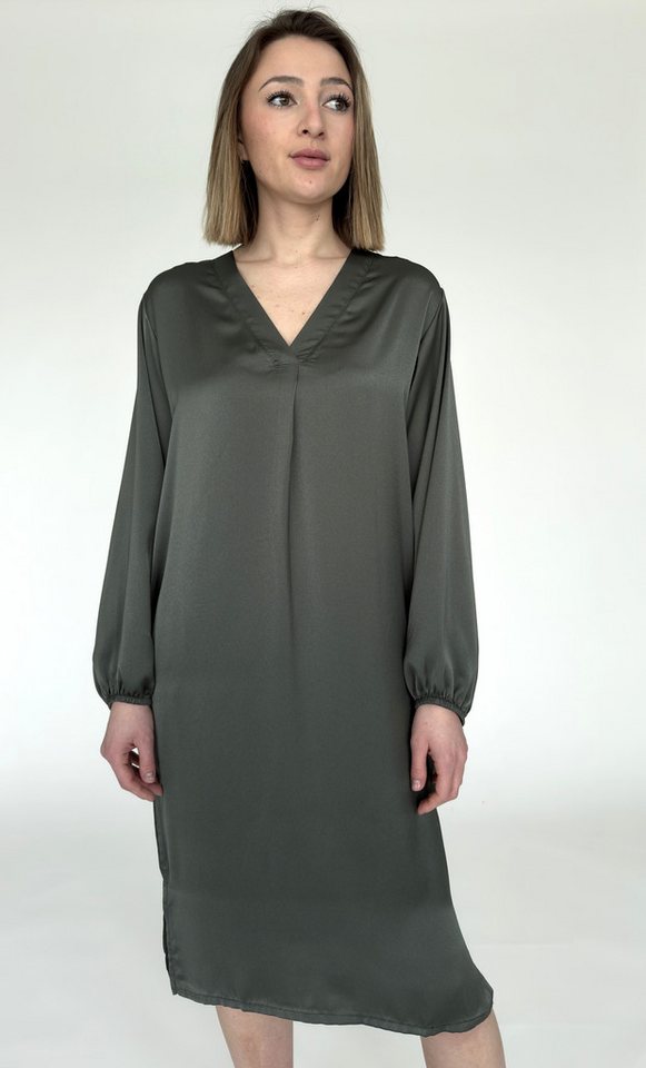 Zuckerwatte Satinkleid knielang mit V-Ausschnitt von Zuckerwatte