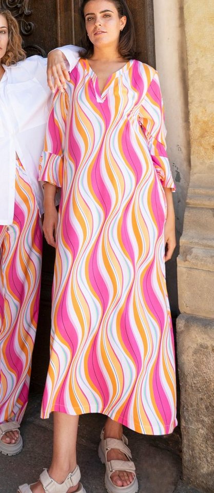 Zuckerwatte Druckkleid mit 3/4 Ärmel aus fließender Viskose von Zuckerwatte