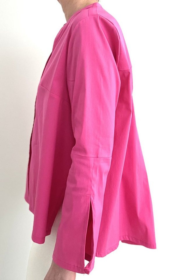 Zuckerwatte Langarmbluse A-Linie mit V-Ausschnitt aus Baumwollstretch von Zuckerwatte