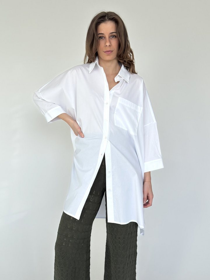 Zuckerwatte Longbluse bequeme A- Linie aus feiner Baumwolle mit Stretchanteil von Zuckerwatte