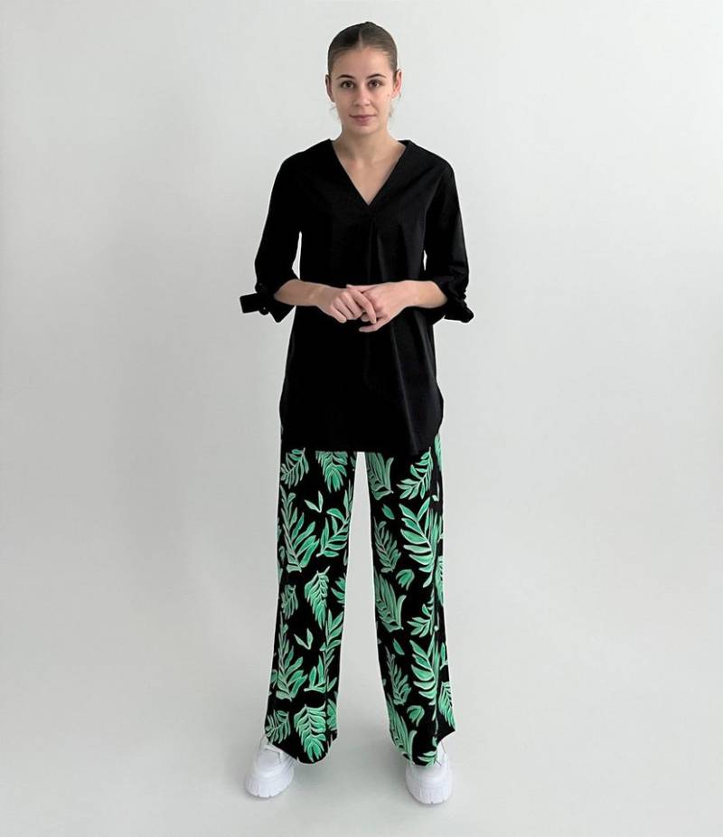 Zuckerwatte Longbluse mit V-Ausschnitt, mit 3/4 Ärmel, mit seitlichen Schlitzen, mit Stretch von Zuckerwatte