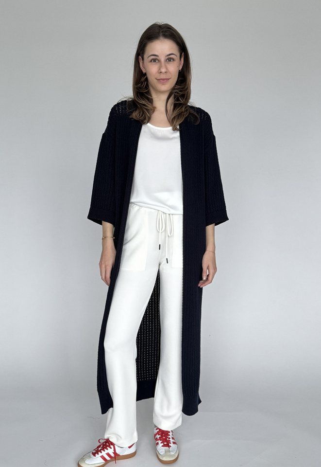 Zuckerwatte Longstrickjacke 3/4 Arm, Lochstrick Optik, aus weicher Baumwollmischung von Zuckerwatte