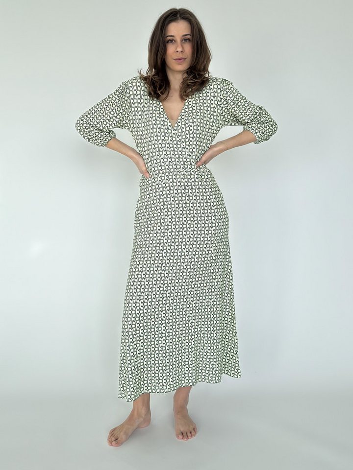 Zuckerwatte Midikleid mit V-Ausschnitt aus Viskose Superstretch von Zuckerwatte