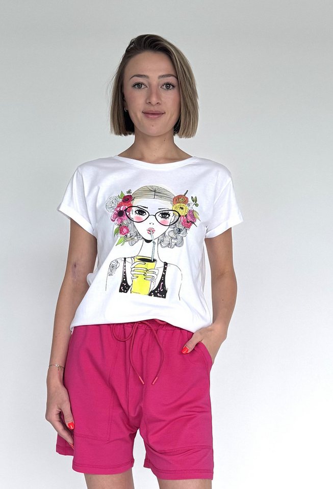 Zuckerwatte Print-Shirt Rundhalsshirt mit Boho Frontdruck aus 100% Baumwolle von Zuckerwatte