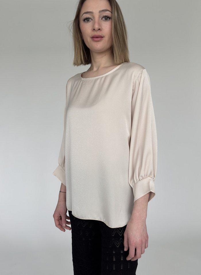 Zuckerwatte Satinbluse SILK TOUCH mit Rundhals Ausschnitt und langem Arm von Zuckerwatte