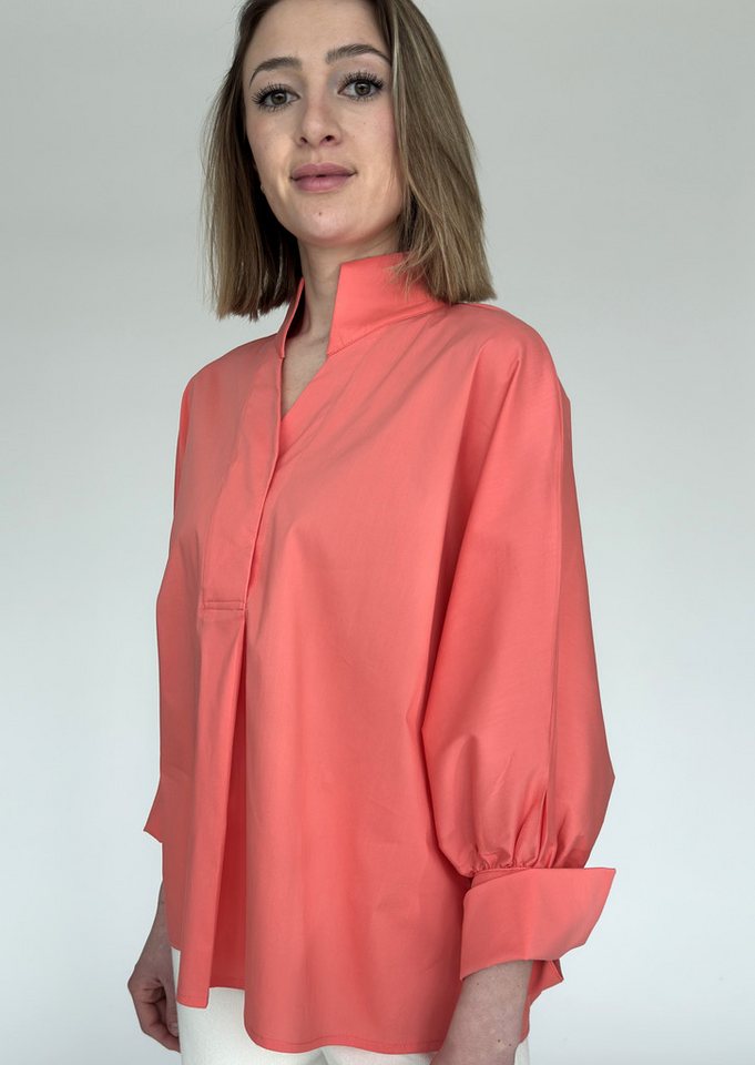 Zuckerwatte Schlupfbluse langarm mit modischem Stehkragen, aus Baumwolle mit Stretch von Zuckerwatte