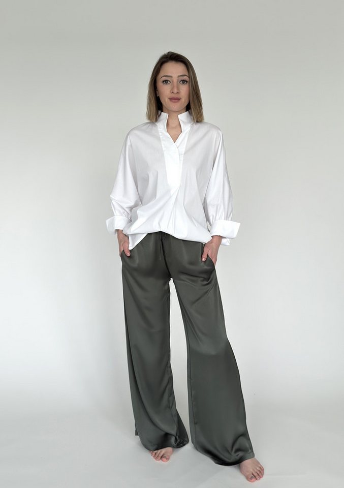 Zuckerwatte Schlupfbluse langarm mit modischem Stehkragen, aus Baumwolle mit Stretch von Zuckerwatte